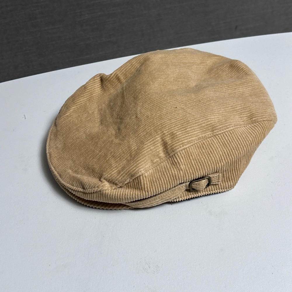 Janie Jack Cap 4T-5T Tan Cotton Corduroy Newsboy Flat Cap Side Buckle Detail